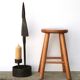 Imposing brutalist wrought iron candlestick "spear", signed, 1950s.