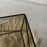 Isosceles coffee table in wired metal and black smoked glass, Max Sauze design 1970