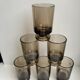 Set of 6 glasses with liqueur in smoked glass design 70s