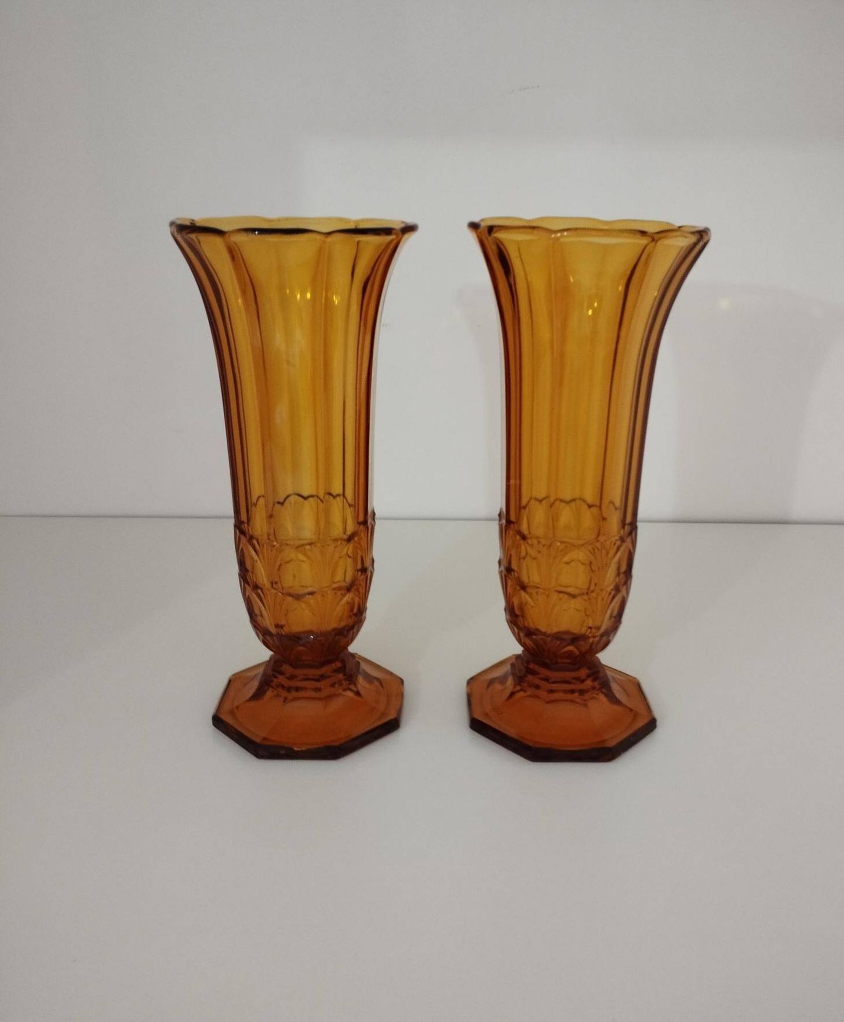 Pair of Art Deco vases, Val-Saint-Lambert crystal, 1930