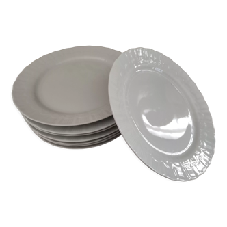 Set of 8 flat plates in white porcelain Bavaria marli in serrated relief lot 2