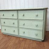 Vintage rattan chest of drawers and solid wood
