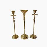 Set of 3 brass candle holders