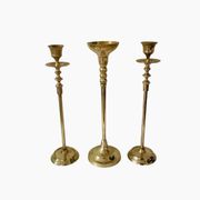Set of 3 brass candle holders