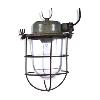 Industrial cage lamp green