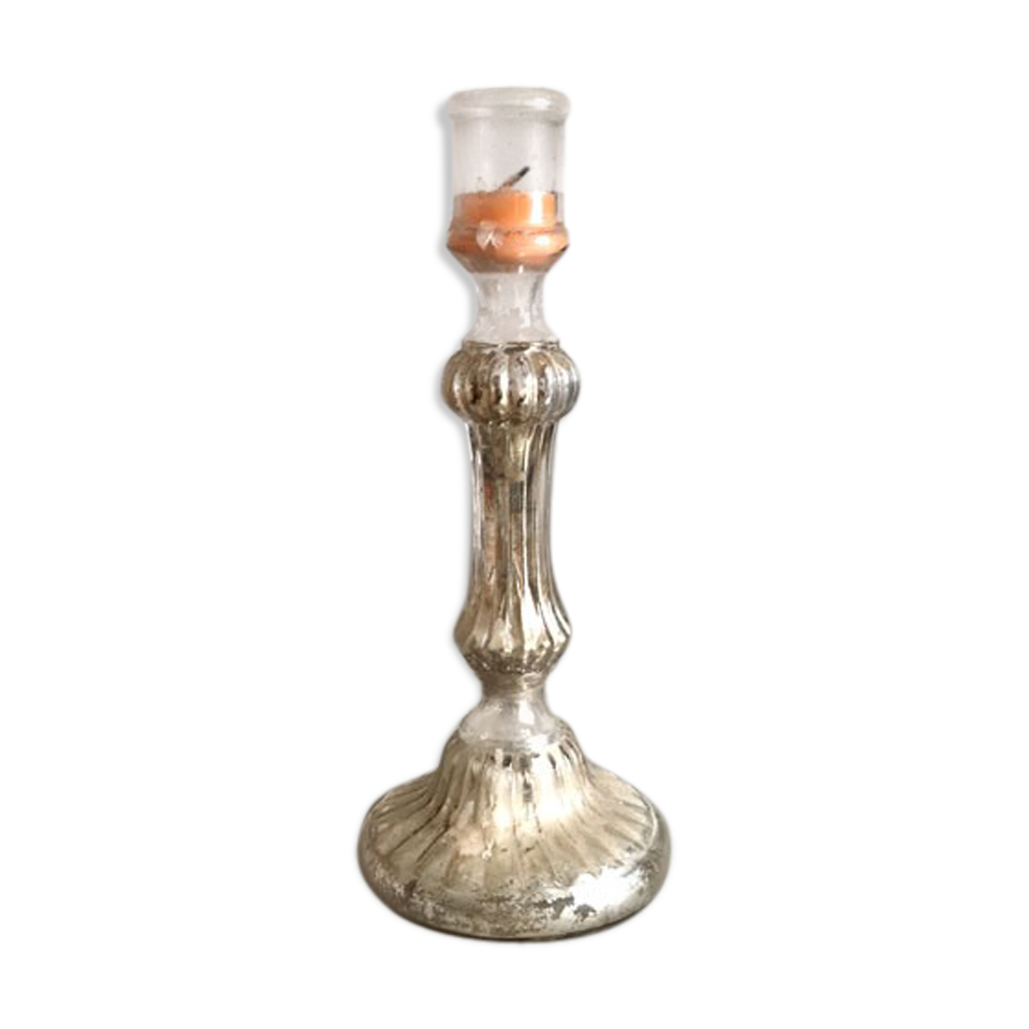 Large mercinated glass candlestick