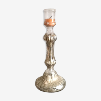 Large mercinated glass candlestick