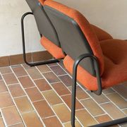 Strafor 2-seater bench, orange wool and sled base, 1970s.
