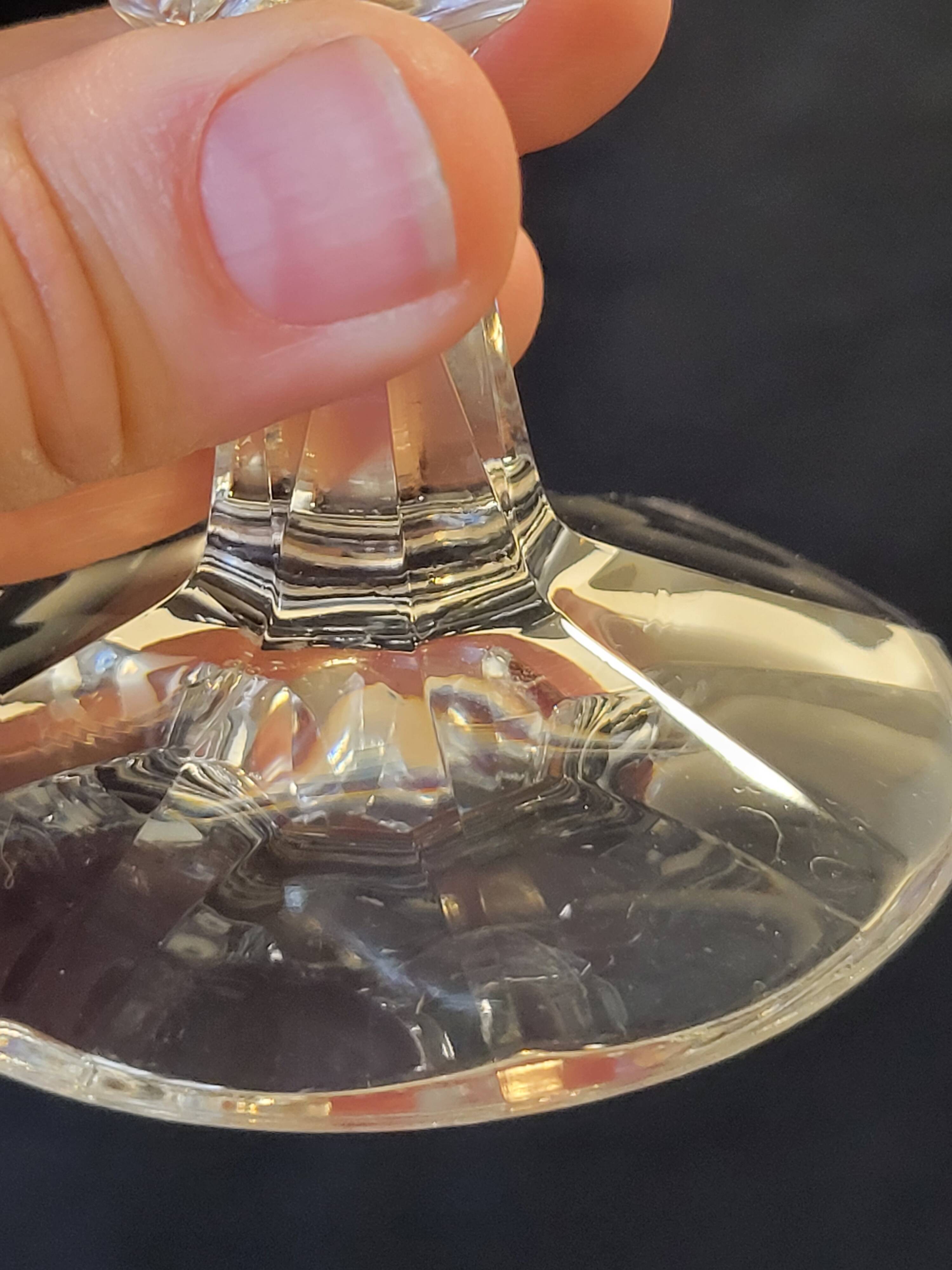 8 champagne flutes in flat cut crystal