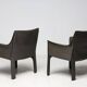 Pair of Cassina Cab 414 sun loungers in grey elephant skin by Mario Bellini.
