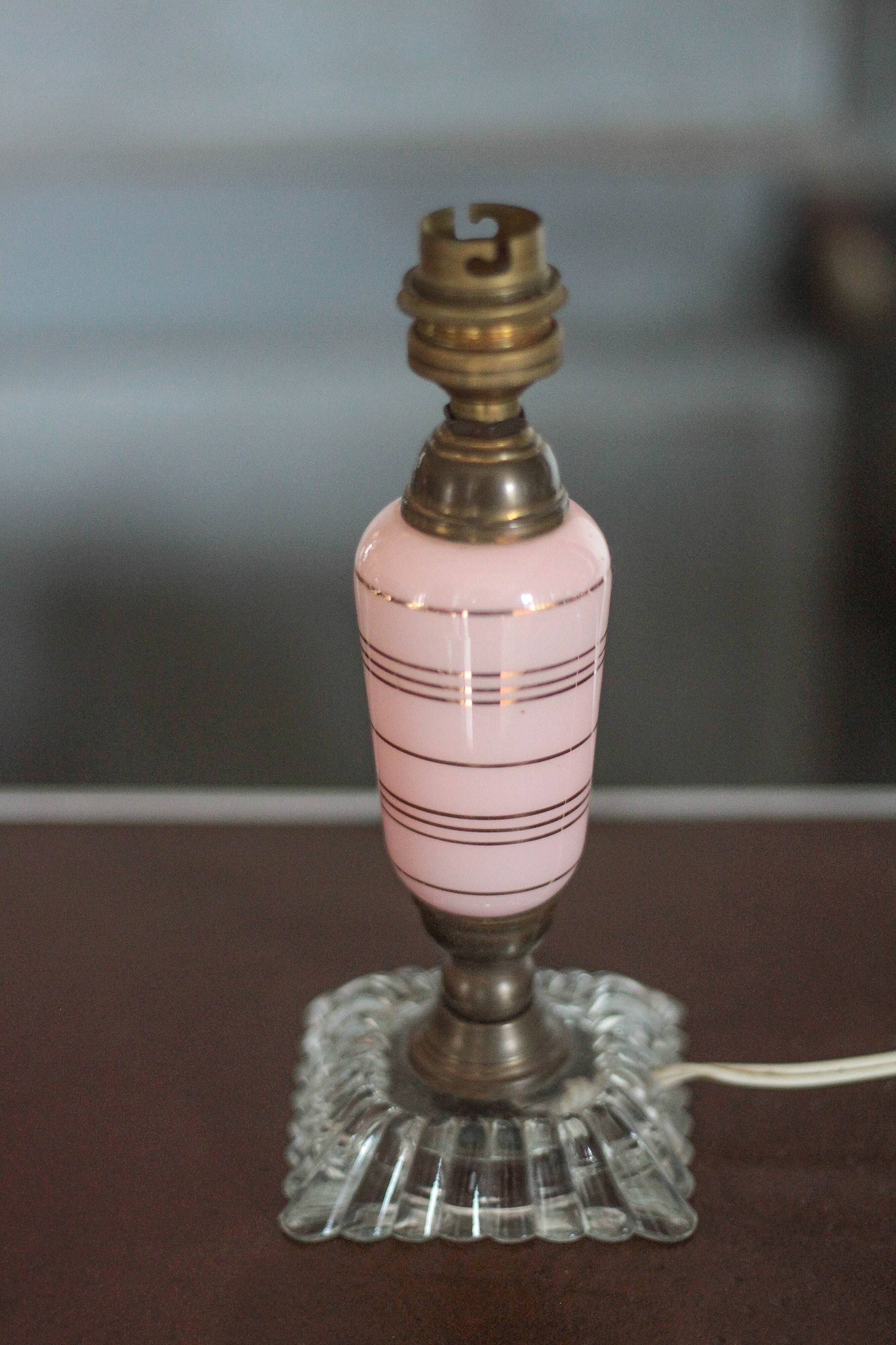 Art Deco lamp base, opaline and glass lamp base, table lamp, decor