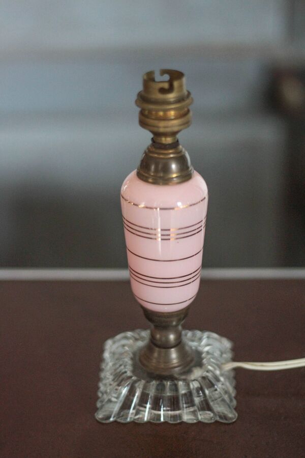Pied de lampe art déco, pied de lampe opaline et verre, lampe à poser, déco