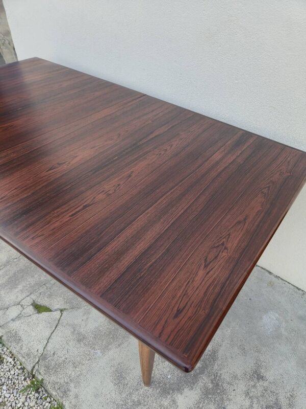 Table scandinave en palissandre de Rio à rallonges 1960s