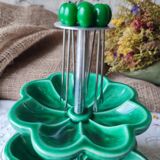 Vintage ceramic barbotine aperitif server "CADO France" came