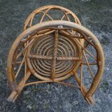 Small round rattan children's chair, vintage 70s