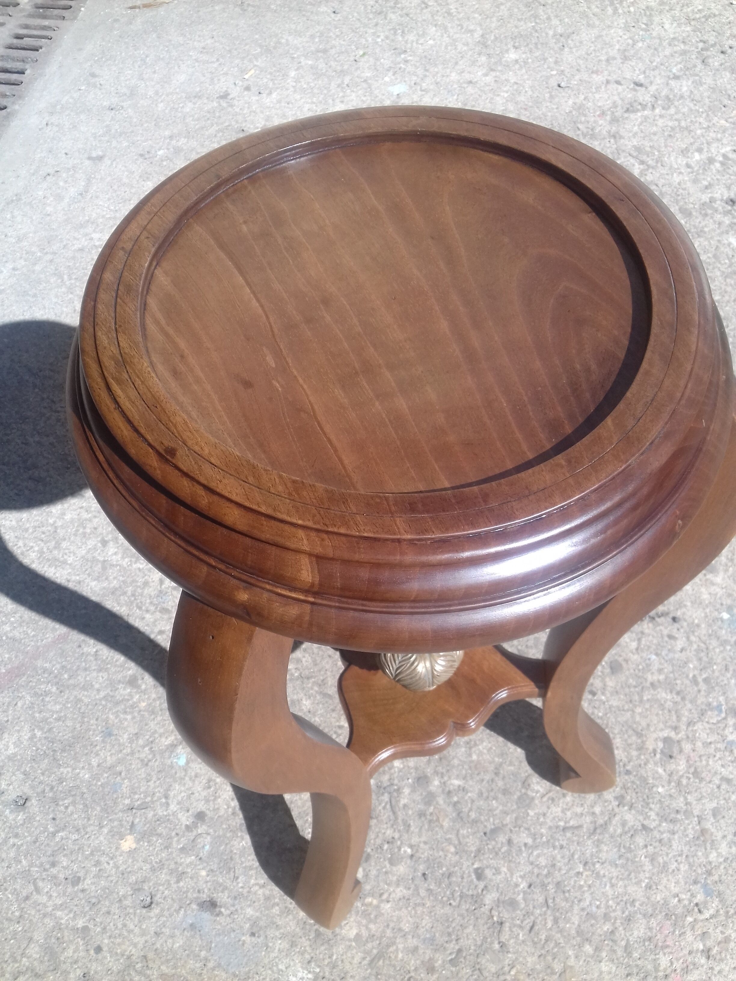 Solid walnut pedestal table with bronze plume, Napoleon III period