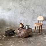 Small child's chair in natural blond teak back with three bars