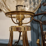Table lamp, tripod, golden brass, vintage, 50s