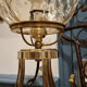Table lamp, tripod, golden brass, vintage, 50s