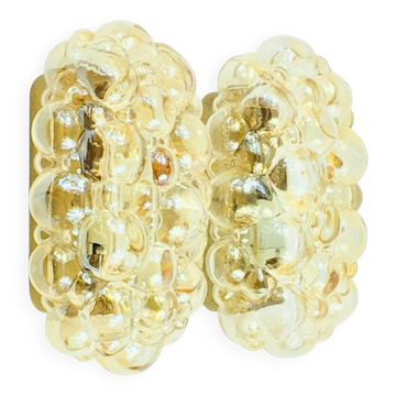 Pair of mid-century amber bubble glass wall lights by helena tynell, 1960s