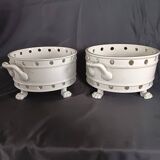 Paire d'egoutoirs / cache pots en blanc de bayeux debut xixème