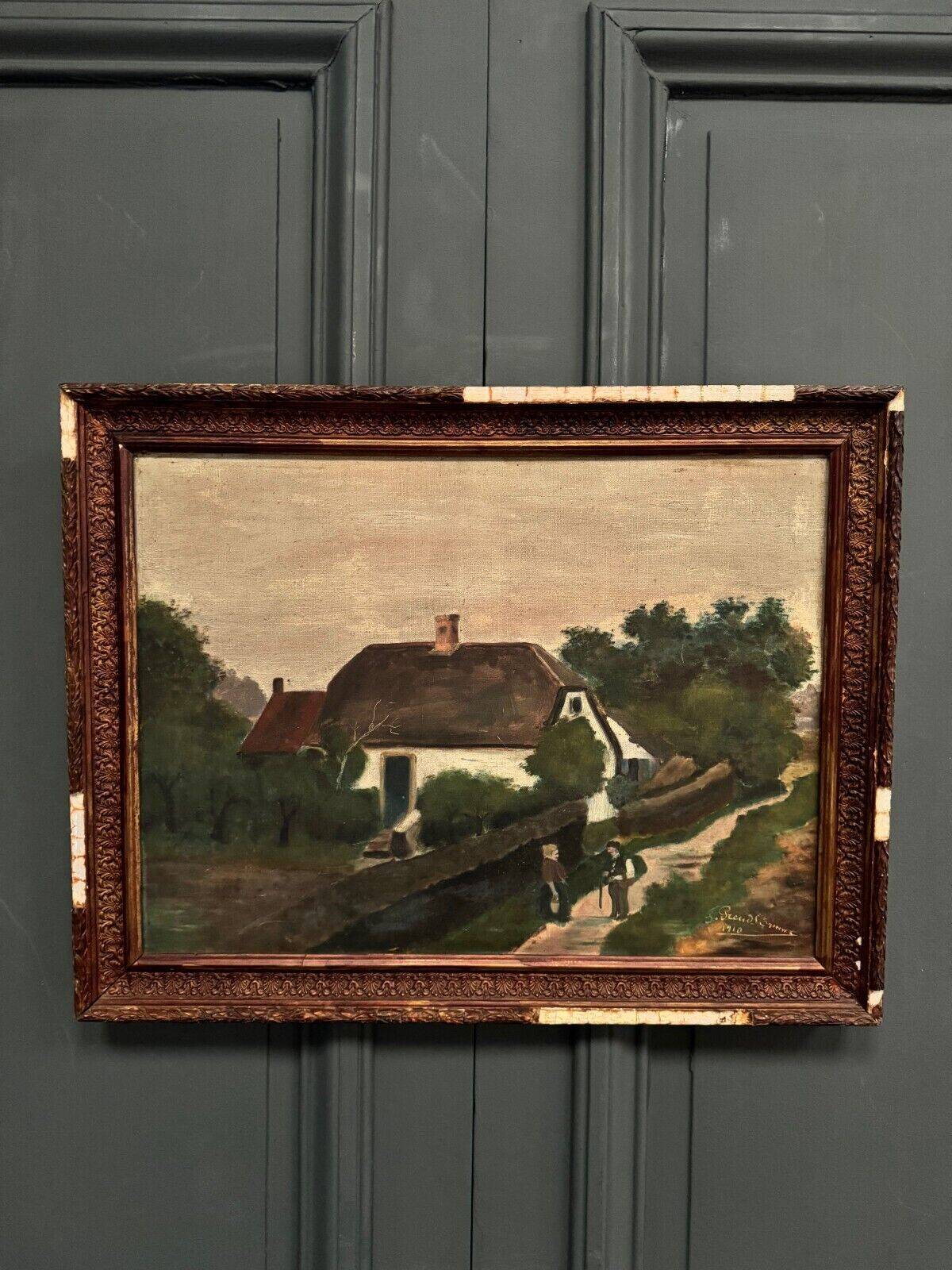 Oil on canvas early 20th century by Fernande Prudhomme 1910 landscape of North Denain