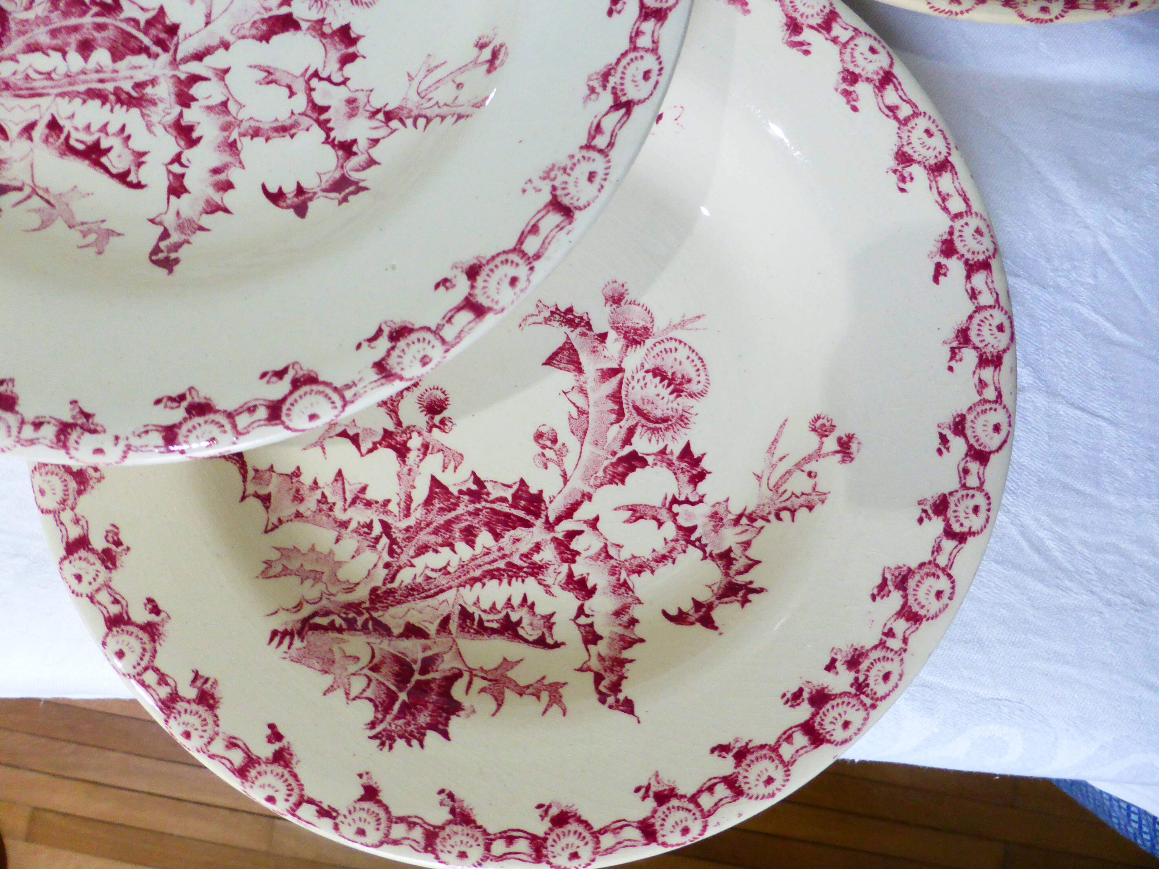 5 hollow plates in Gien iron earth model Thistles