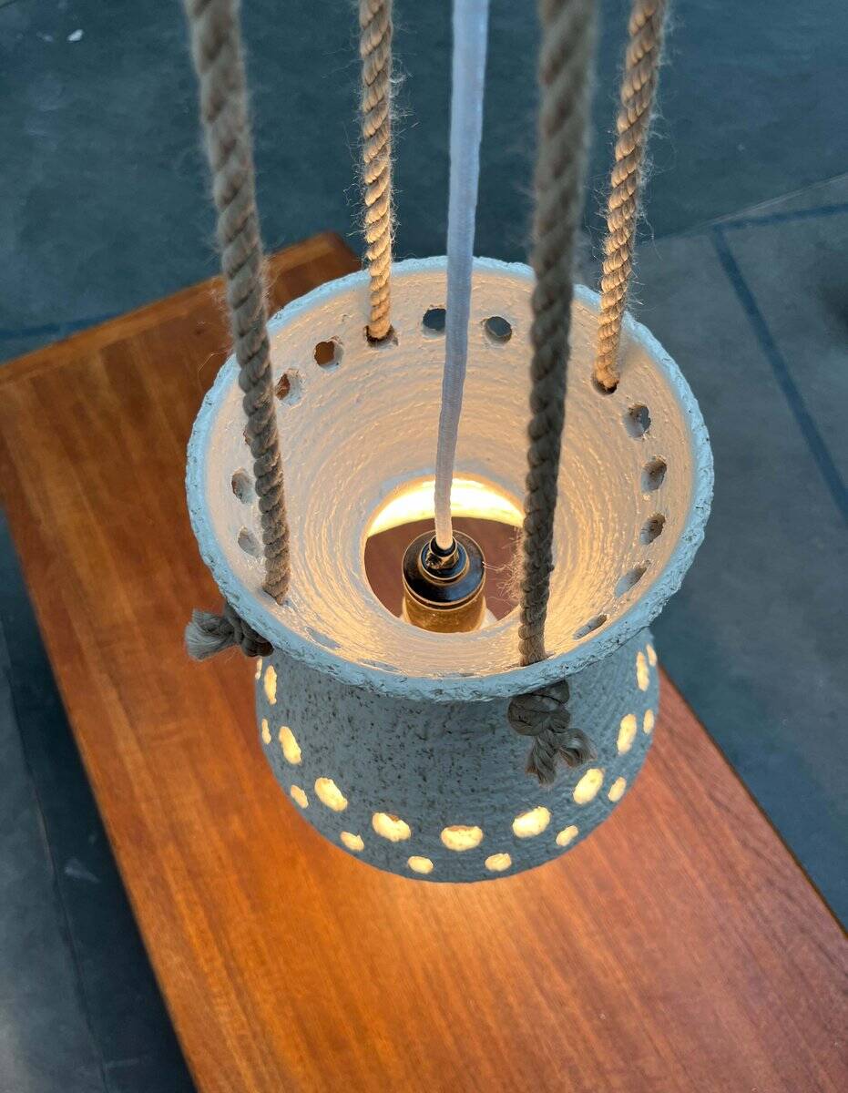 White ceramic pendant lamp in mid-century modern Danish style, 1960s.