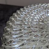 Old silver ceiling light with diamond glass 1960 Haussmannian 30 cm