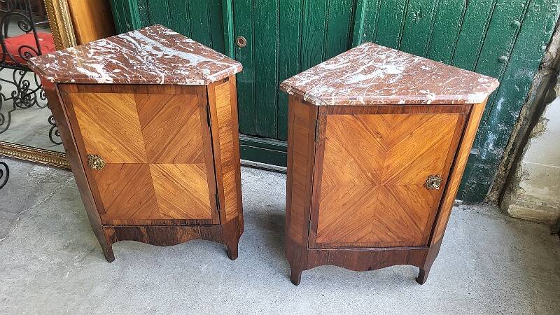 Pair of corner cabinets louis xvi corner furniture from the 18th century with a top ma