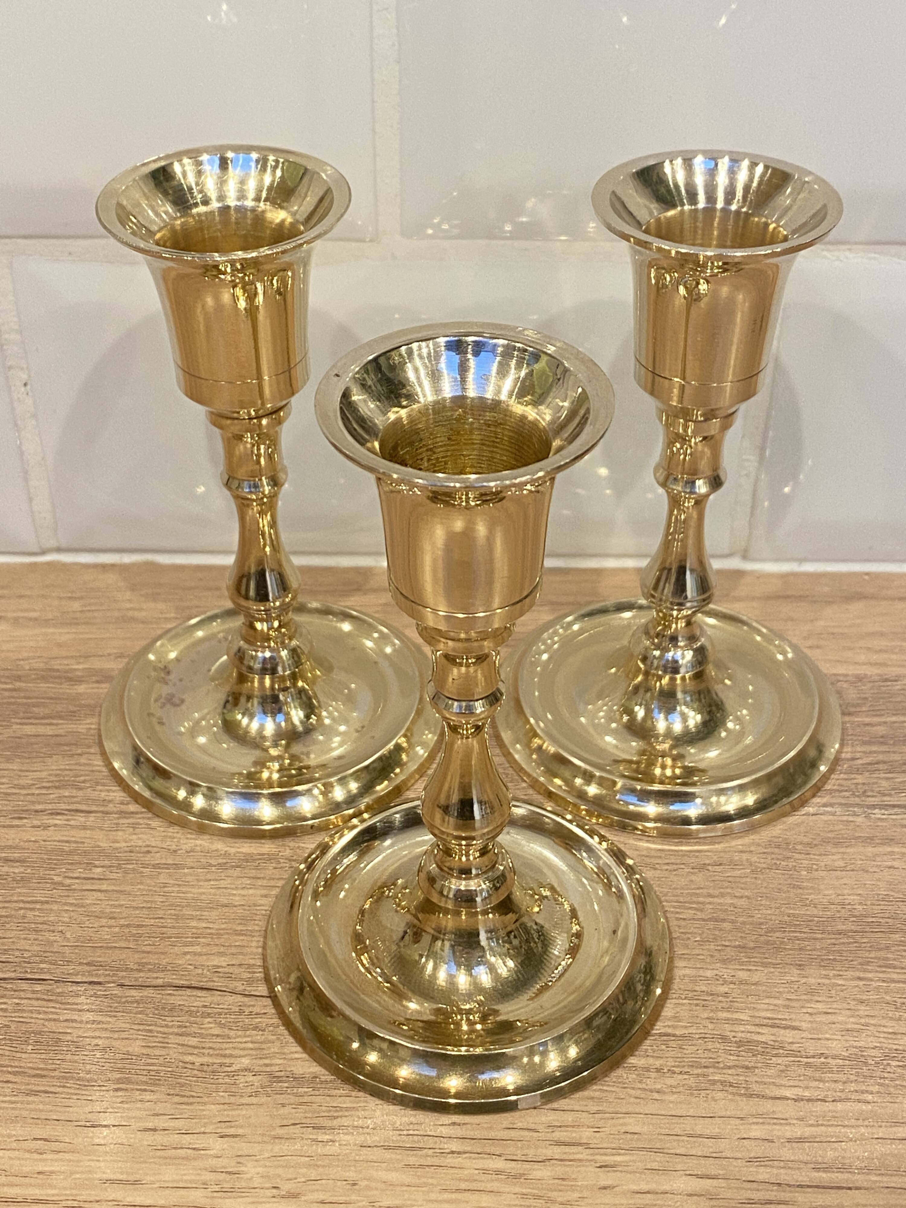 3 brass candle holders