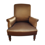 Fauteuil crapaud satin doré