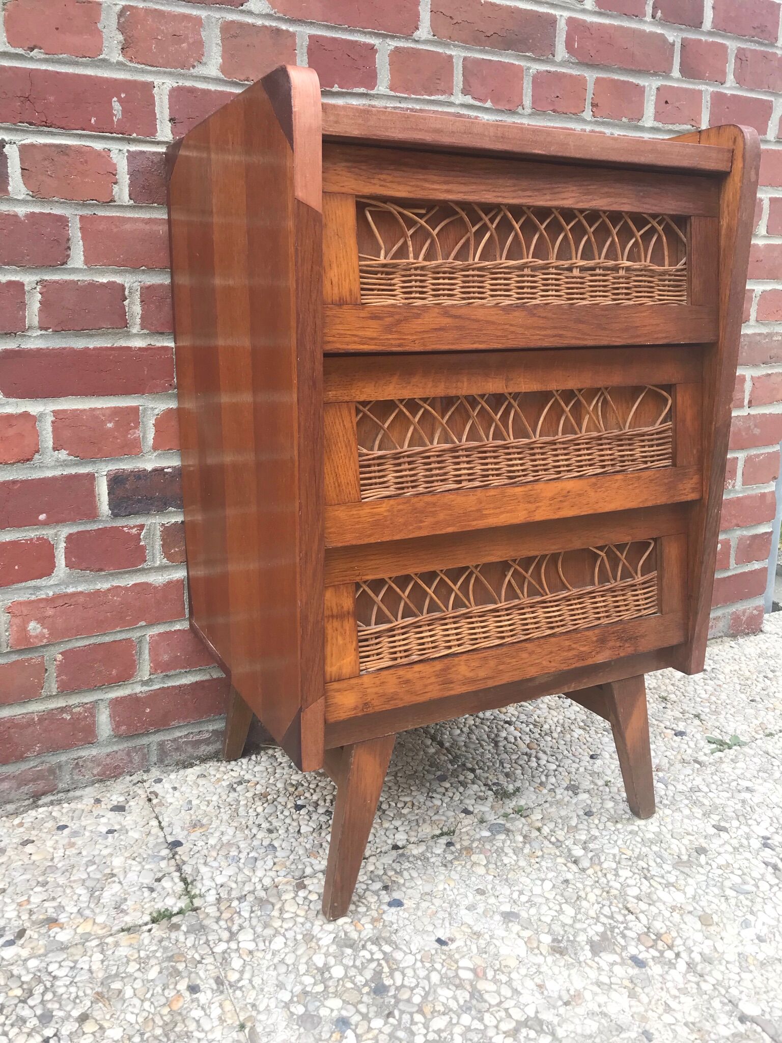 Vintage rattan chest of drawers