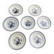 Set of 7 small dessert plates, Saint Amandinoire, Saint Amand decorated with sailboats