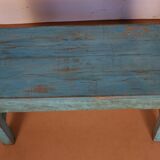 Former Burmese teak bench original blue patina