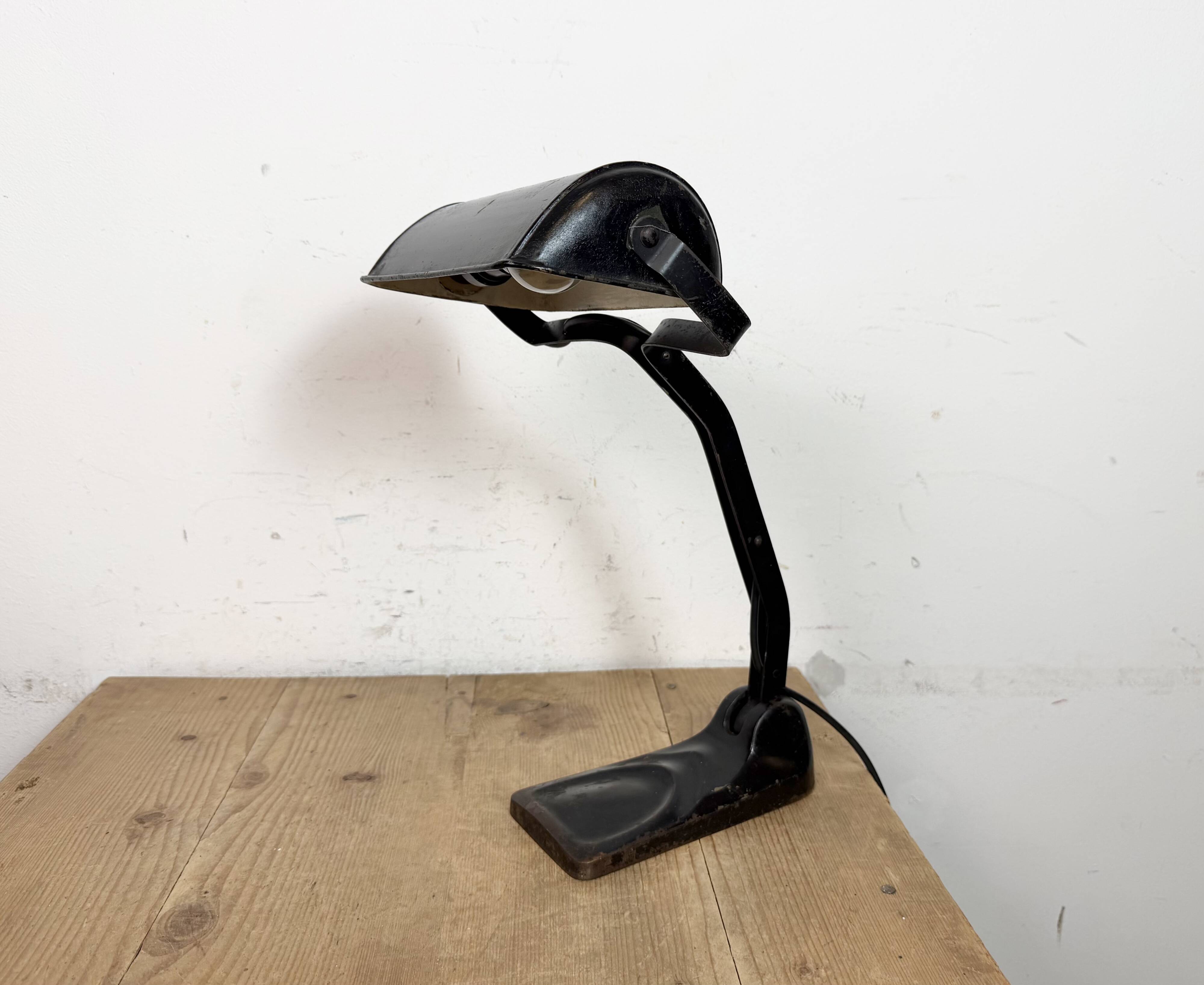 Vintage German Black Bank Lamp, 1930s