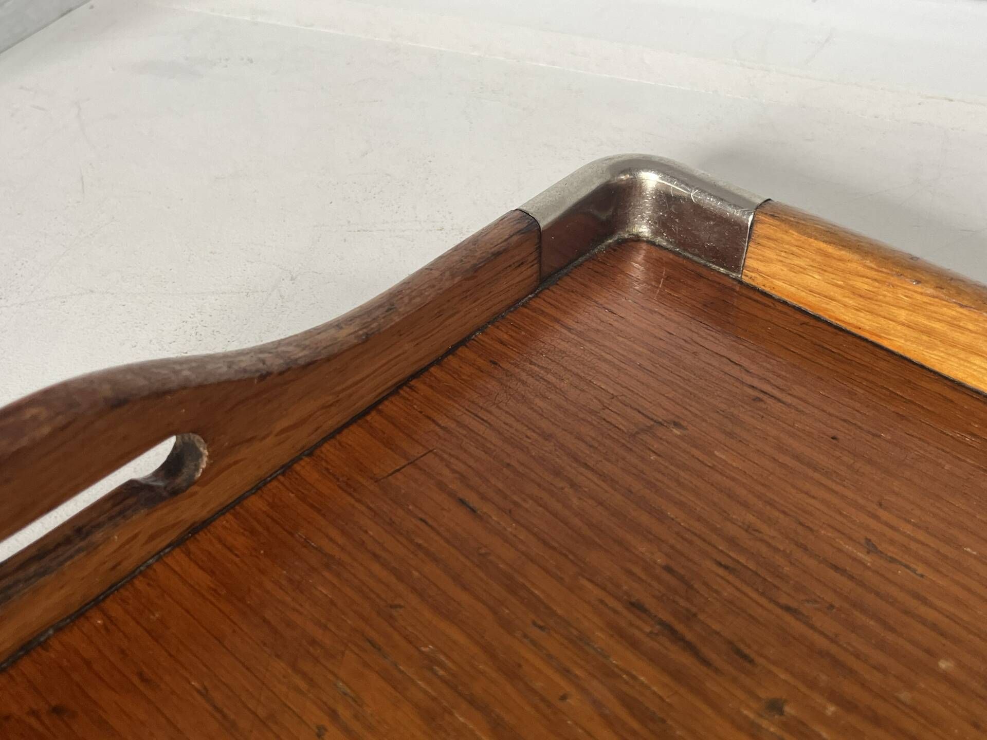 Wood and metal serving tray