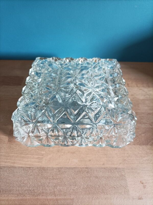 Ceiling lamp pyramidal glass molded metal base