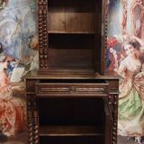 Antique solid walnut piece of furniture, finely carved, in Renaissance style.