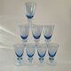 8 vintage blue bubble blown glass walking glasses
