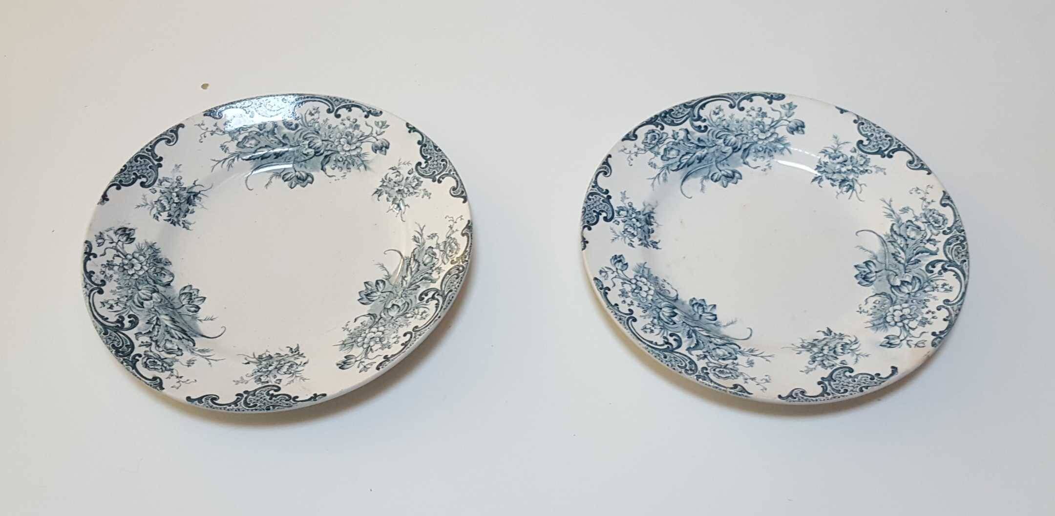 Lot of 2 old 19th century earthenware plates À.Lebacqz and M.Bouchart Sully 23