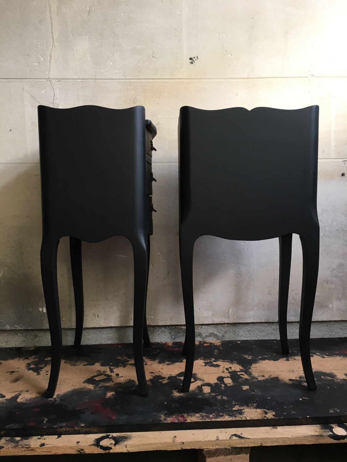 Vintage black revamped bedside tables