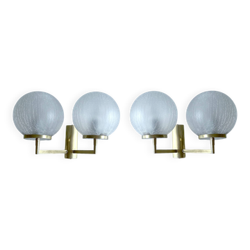 Pair Vintage Bubble Glass Wall Lights