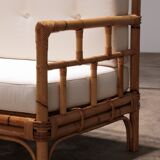 Vintage Italian Bamboo Sofa with Cushions from the 1970s