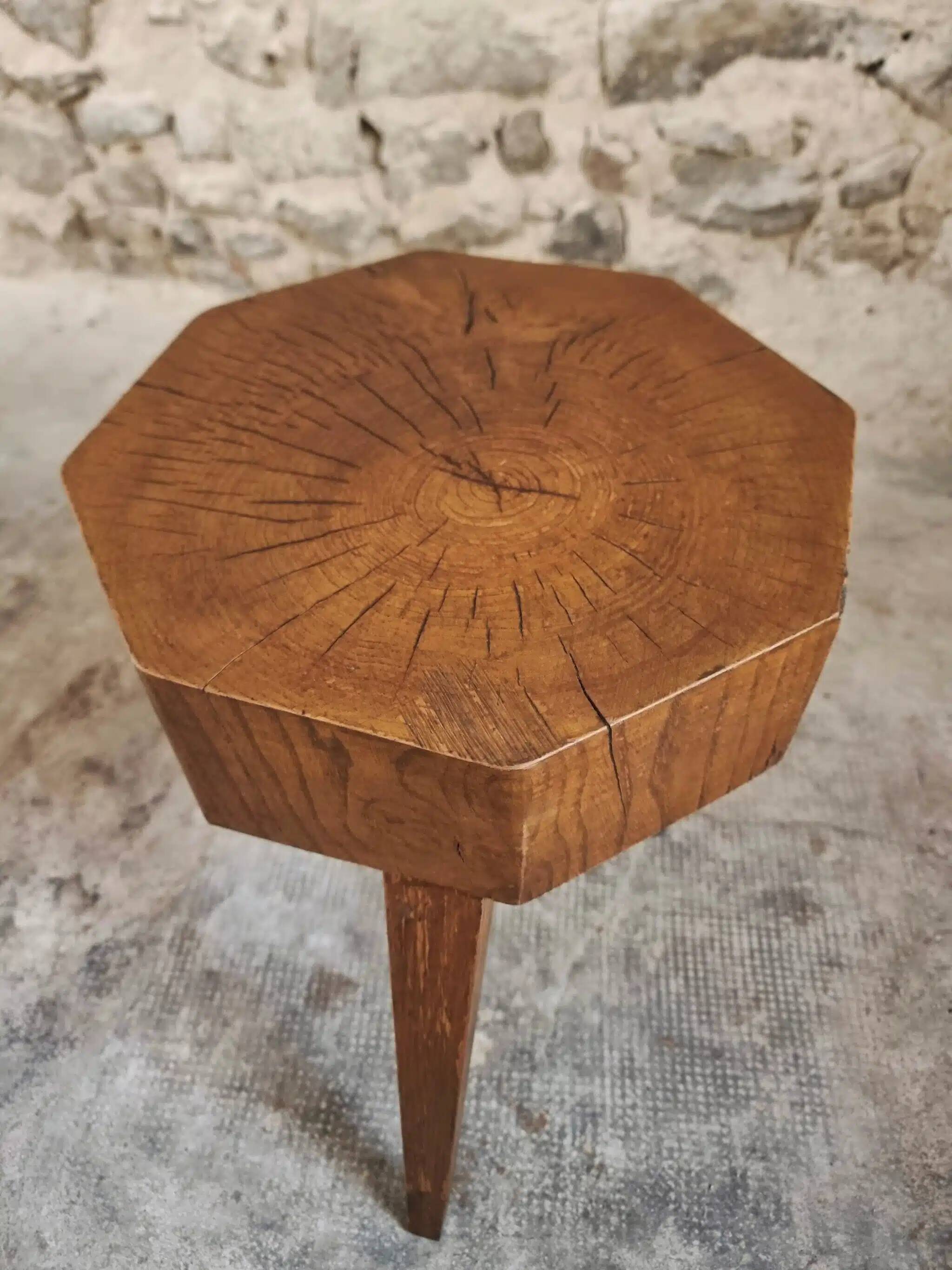 Vintage Oak Stool – Solid Oak Seat – Rustic 1960s Crafts – 31×31×50 cm