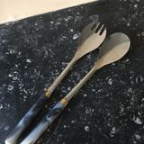 Guy Degrenne salad cutlery in stainless steel and bakelite
