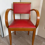 Bridge Vintage Armchair – Curved Design & Red Vinyl – 1950