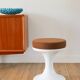 Tulip stool in Plastic and Wool, Mocha Mousse, Space Age Design, 1970