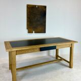 Oak farmhouse table, black top