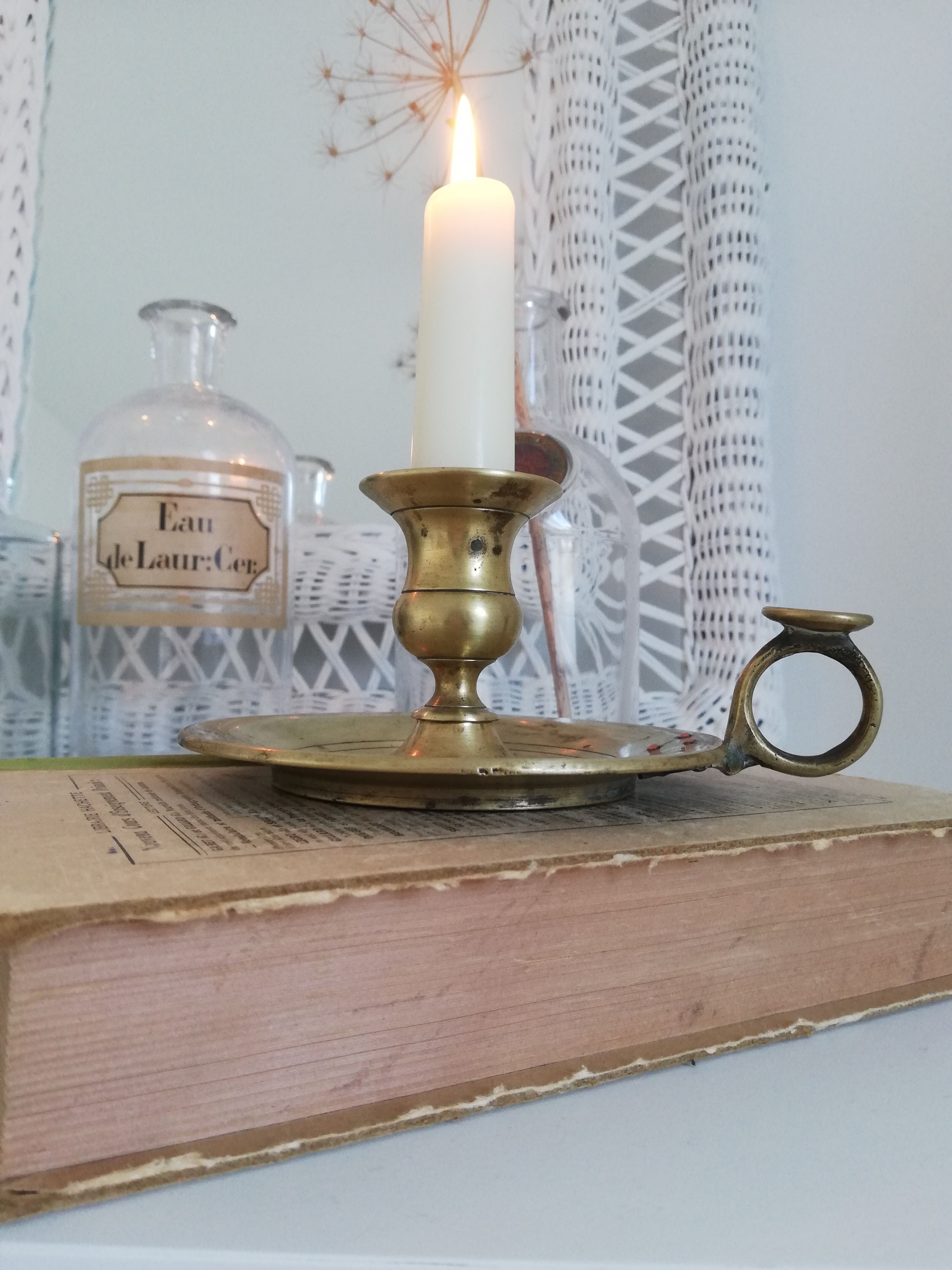 Vintage brass chamber candle holder